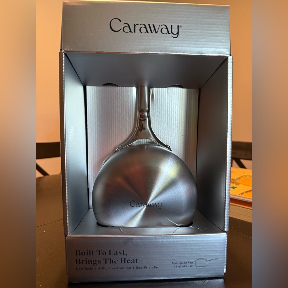 Caraway Stainless Steel 1.75QT sauce pan with lid